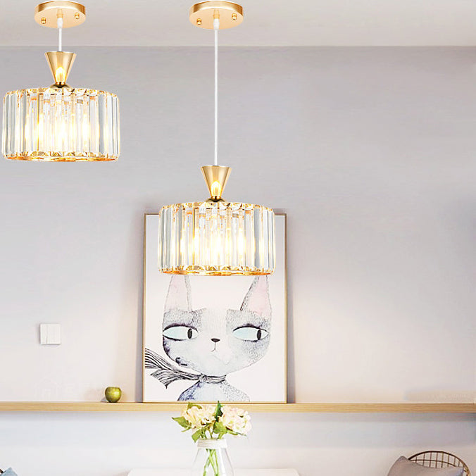 Modern Minimalist Round Iron Copper Crystal 1/2Light lsland Light Chandelier For Dining Room