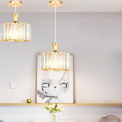 Modern Minimalist Round Iron Copper Crystal 1/2Light lsland Light Chandelier For Dining Room