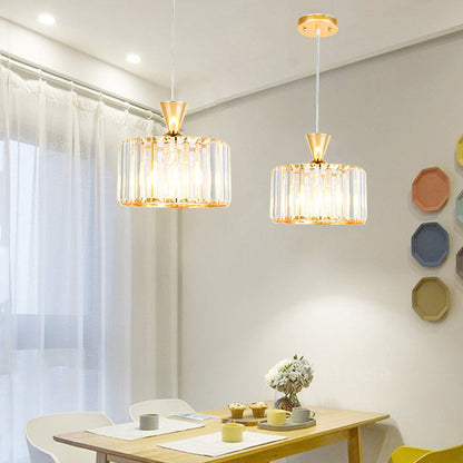 Modern Minimalist Round Iron Copper Crystal 1/2Light lsland Light Chandelier For Dining Room