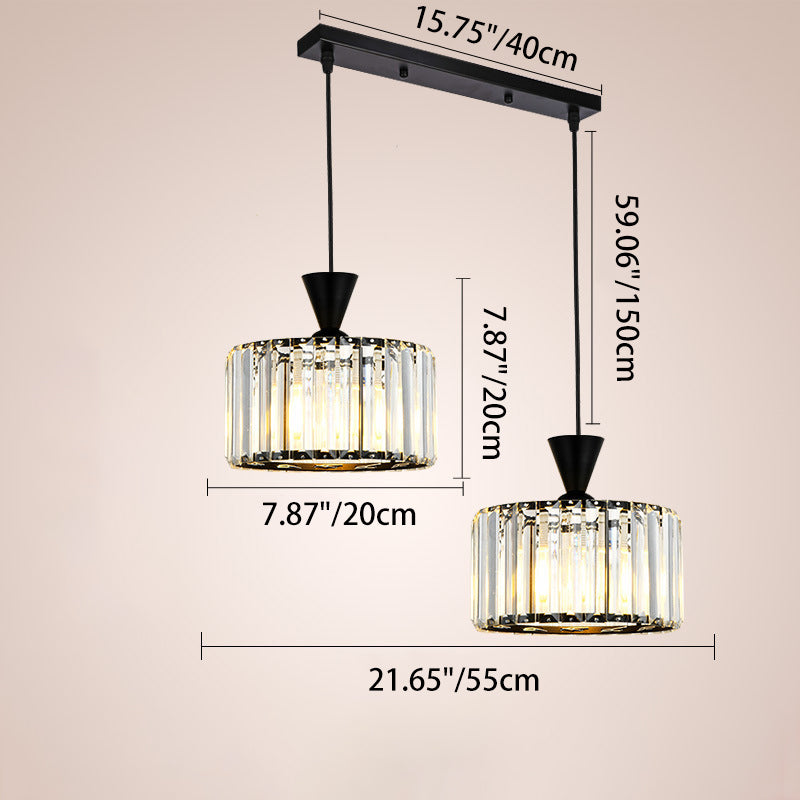 Modern Minimalist Round Iron Copper Crystal 1/2Light lsland Light Chandelier For Dining Room
