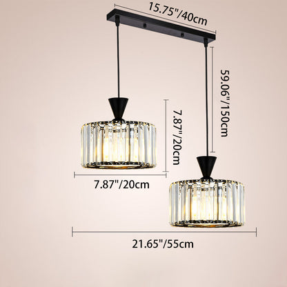 Modern Minimalist Round Iron Copper Crystal 1/2Light lsland Light Chandelier For Dining Room