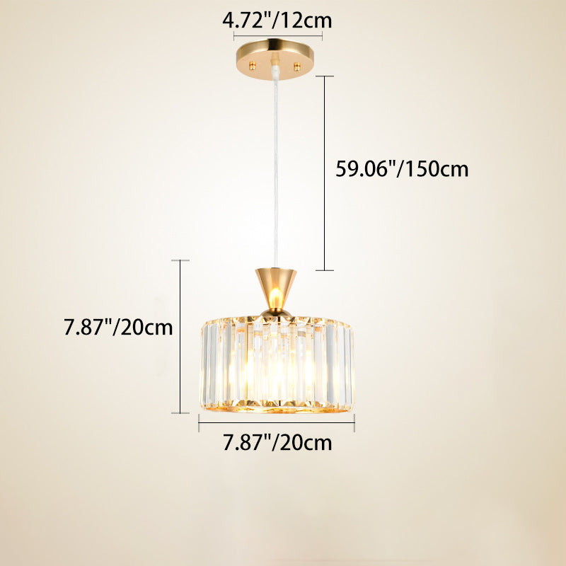 Modern Minimalist Round Iron Copper Crystal 1/2Light lsland Light Chandelier For Dining Room