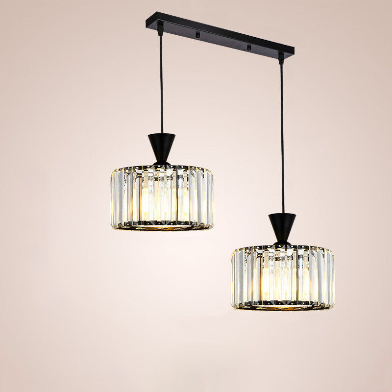 Modern Minimalist Round Iron Copper Crystal 1/2Light lsland Light Chandelier For Dining Room