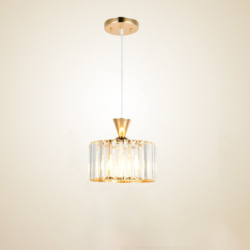 Modern Minimalist Round Iron Copper Crystal 1/2Light lsland Light Chandelier For Dining Room