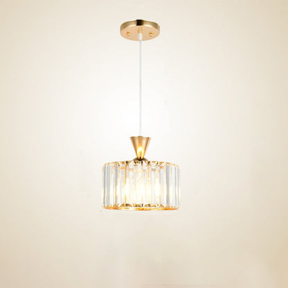 Modern Minimalist Round Iron Copper Crystal 1/2Light lsland Light Chandelier For Dining Room