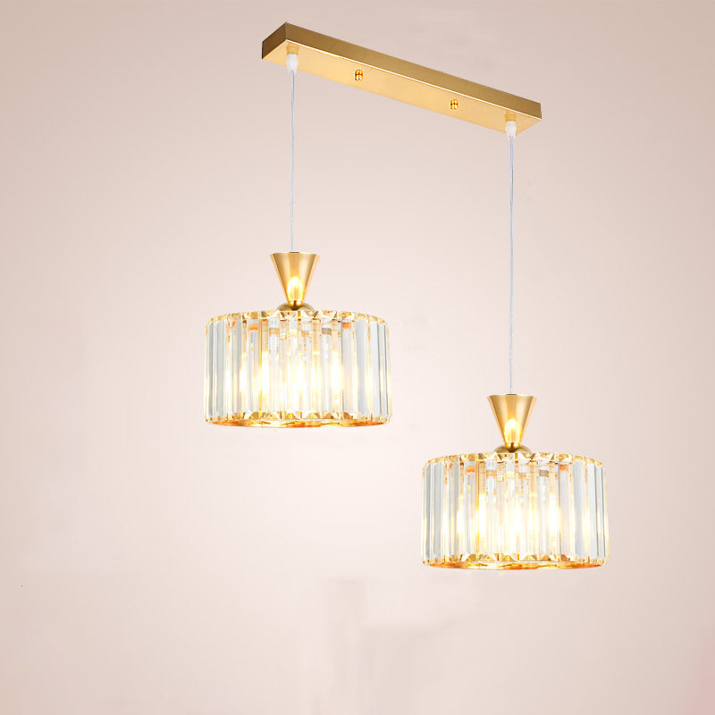 Modern Minimalist Round Iron Copper Crystal 1/2Light lsland Light Chandelier For Dining Room