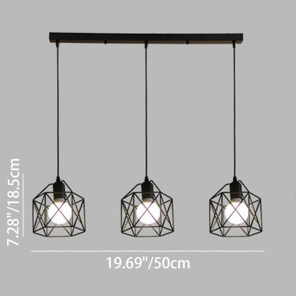 Contemporary Scandinavian Diamond Iron 1/3Light Island Light Chandelier For Dining Room