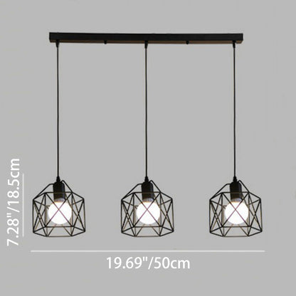 Contemporary Scandinavian Diamond Iron 1/3Light Island Light Chandelier For Dining Room
