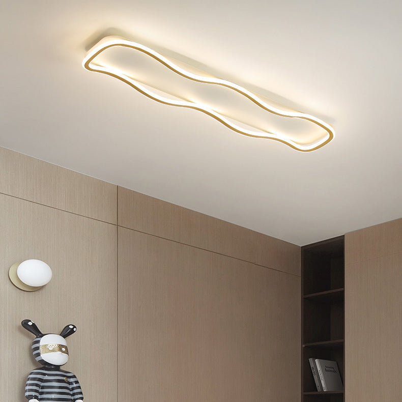 Modern Minimalist Rectangle Iron Silicone LED Flush Mount Celling Light For Hallway