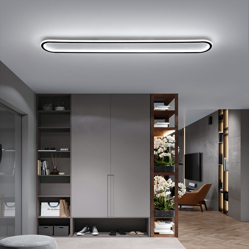 Modern Minimalist Rectangle Oval Iron LED Flush Mount Ceiling Light For Hallway