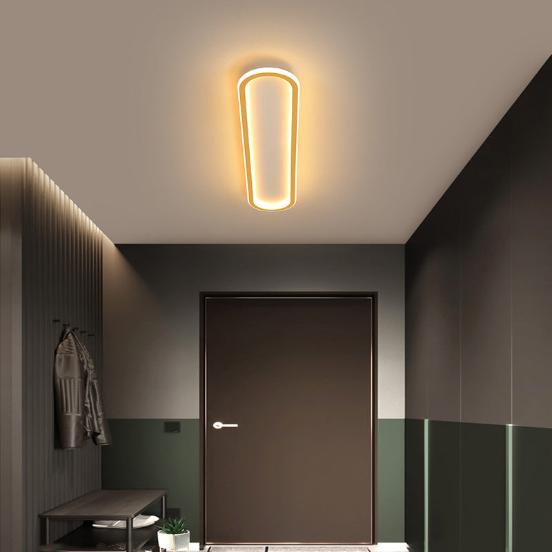 Modern Minimalist Rectangle Oval Iron LED Flush Mount Ceiling Light For Hallway