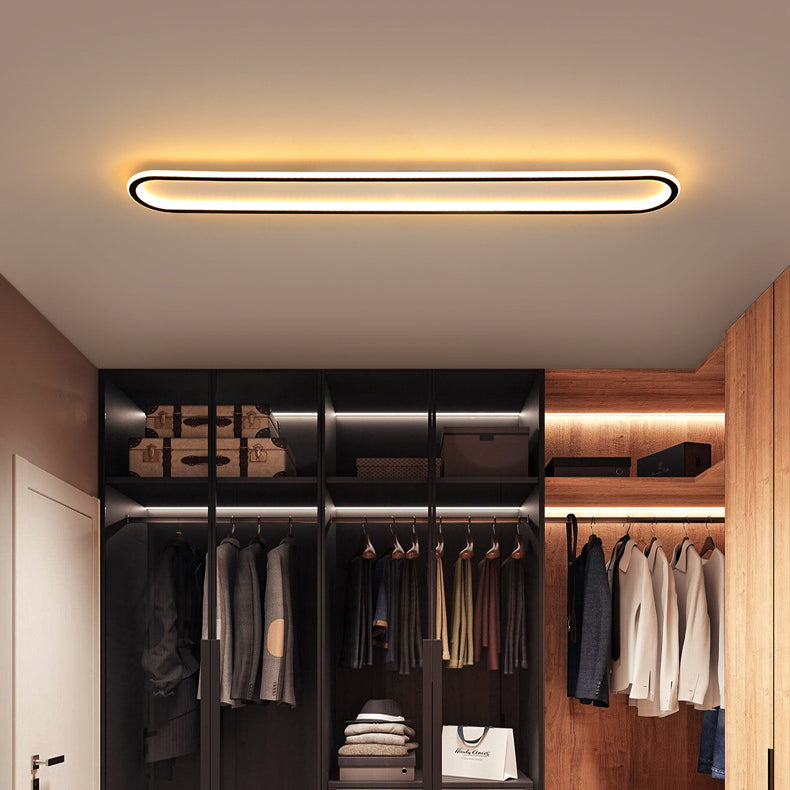 Modern Minimalist Rectangle Oval Iron LED Flush Mount Ceiling Light For Hallway