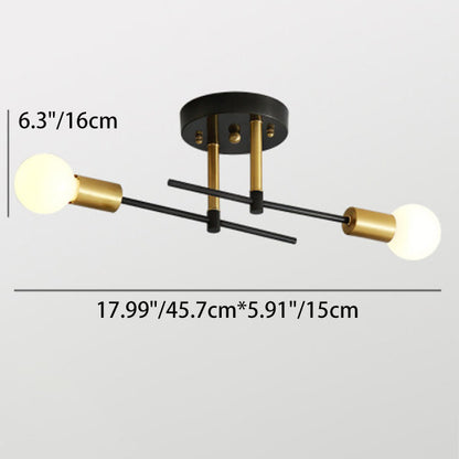 Contemporary Scandinavian Round Iron 2-Light Track Lighting Flush Mount Ceiling Light For Hallway