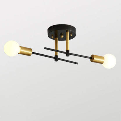 Contemporary Scandinavian Round Iron 2-Light Track Lighting Flush Mount Ceiling Light For Hallway