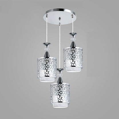 Modern Minimalist Cylinder Aluminum Iron 1/3 Light Island Light Chandelier For Dining Room