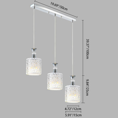 Modern Minimalist Cylinder Aluminum Iron 1/3 Light Island Light Chandelier For Dining Room