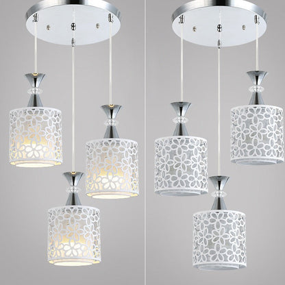 Modern Minimalist Cylinder Aluminum Iron 1/3 Light Island Light Chandelier For Dining Room