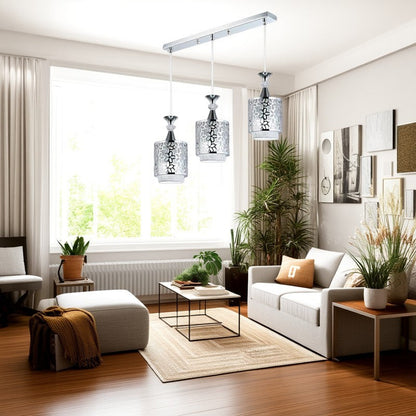 Modern Minimalist Cylinder Aluminum Iron 1/3 Light Island Light Chandelier For Dining Room