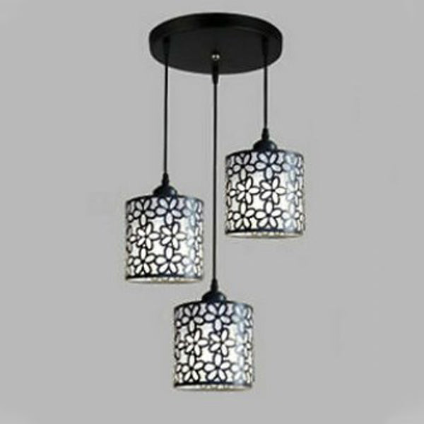 Traditional Villages Cylinder Aluminum Iron 1/3 Light Island Light Chandelier For Dining Room