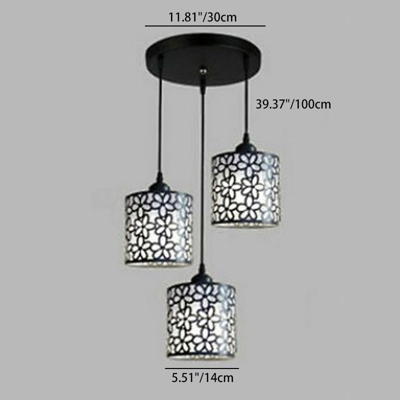 Traditional Villages Cylinder Aluminum Iron 1/3 Light Island Light Chandelier For Dining Room