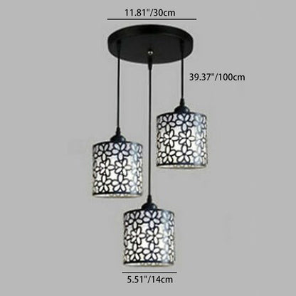 Traditional Villages Cylinder Aluminum Iron 1/3 Light Island Light Chandelier For Dining Room