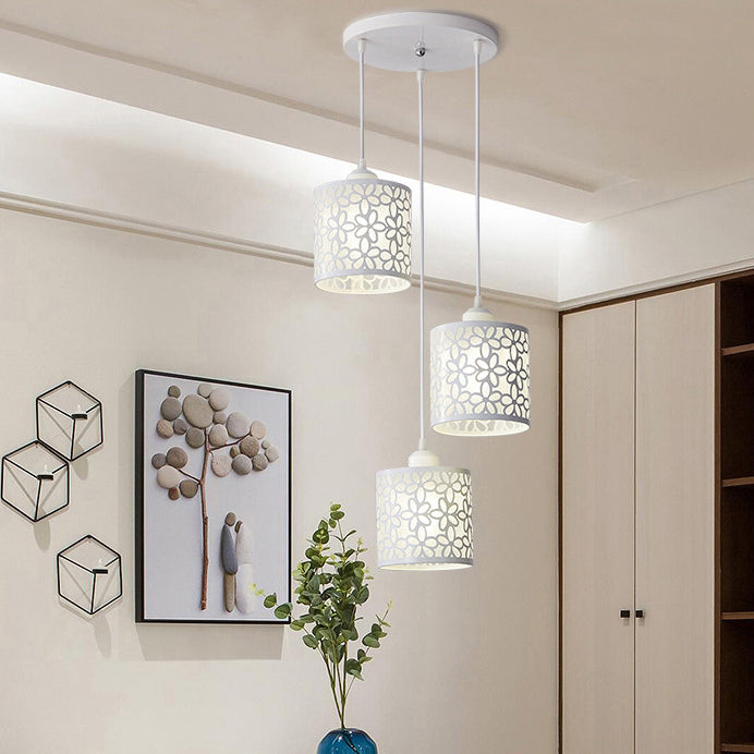 Traditional Villages Cylinder Aluminum Iron 1/3 Light Island Light Chandelier For Dining Room