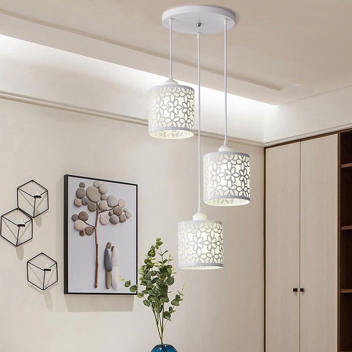 Traditional Villages Cylinder Aluminum Iron 1/3 Light Island Light Chandelier For Dining Room