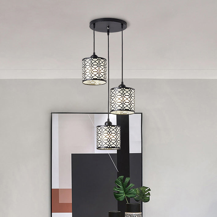 Traditional Villages Cylinder Aluminum Iron 1/3 Light Island Light Chandelier For Dining Room