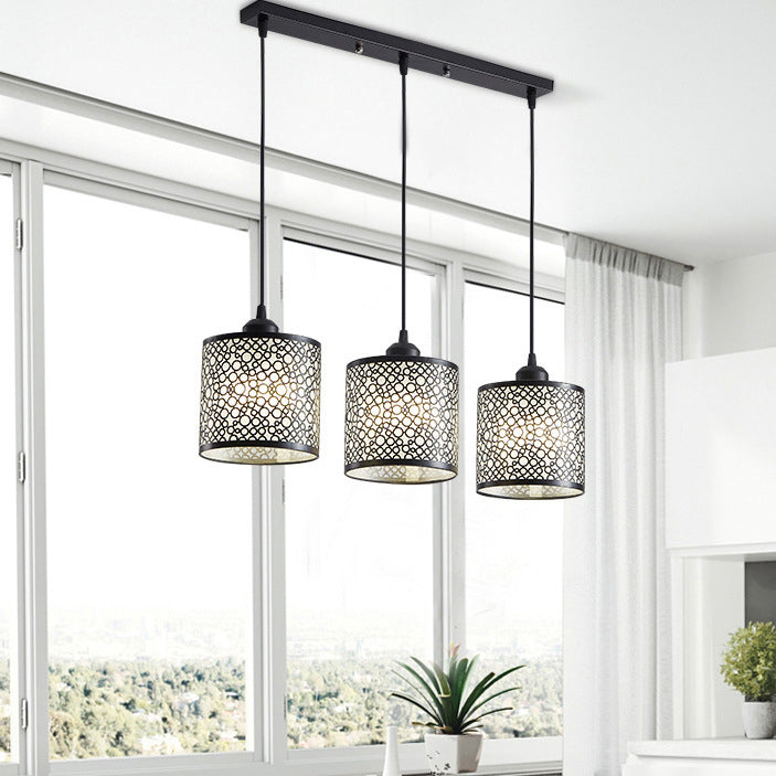 Traditional Villages Cylinder Aluminum Iron 1/3 Light Island Light Chandelier For Dining Room