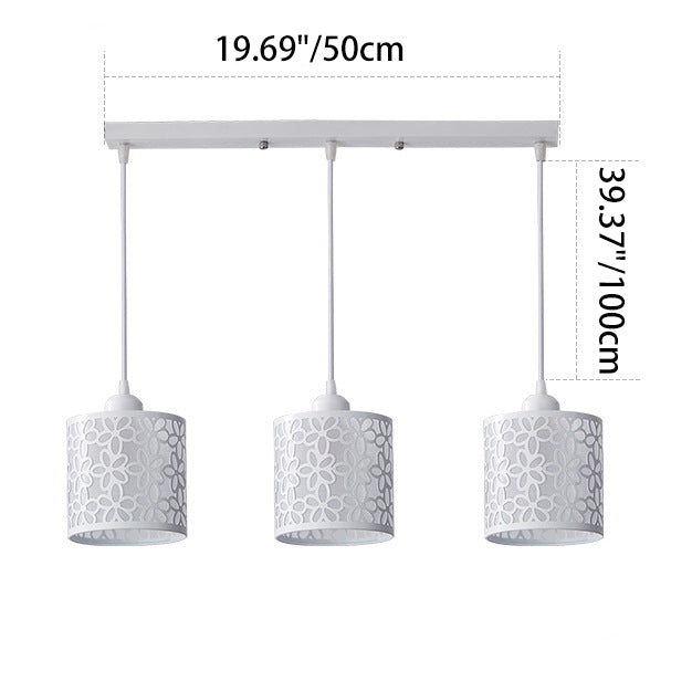 Traditional Villages Cylinder Aluminum Iron 1/3 Light Island Light Chandelier For Dining Room