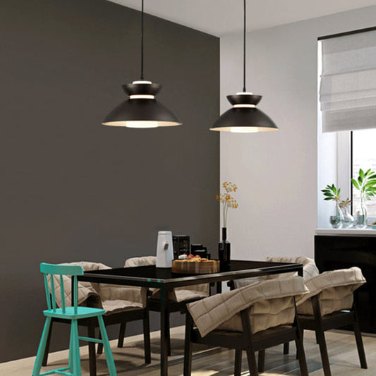 Contemporary Scandinavian Disc Glass Iron 1-Light Pendant Light For Dining Room