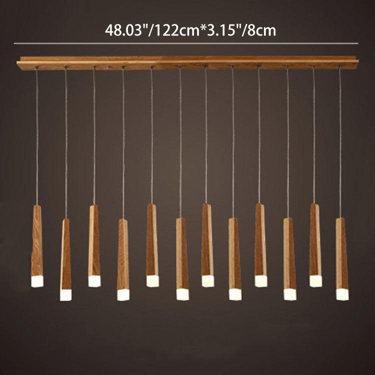 Modern Minimalist Cylindrical Solid Wood PVC LED Island Light Chandelier For Dining Room