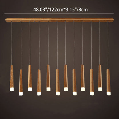 Modern Minimalist Cylindrical Solid Wood PVC LED Island Light Chandelier For Dining Room