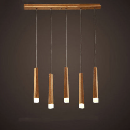 Modern Minimalist Cylindrical Solid Wood PVC LED Island Light Chandelier For Dining Room