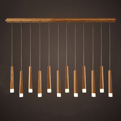 Modern Minimalist Cylindrical Solid Wood PVC LED Island Light Chandelier For Dining Room