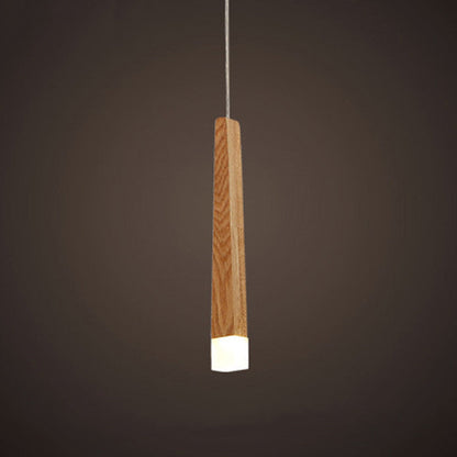 Modern Minimalist Cylindrical Solid Wood PVC LED Island Light Chandelier For Dining Room