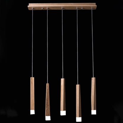 Modern Minimalist Cylindrical Solid Wood PVC LED Island Light Chandelier For Dining Room