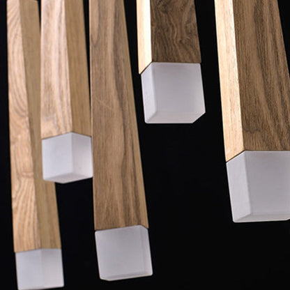 Modern Minimalist Cylindrical Solid Wood PVC LED Island Light Chandelier For Dining Room