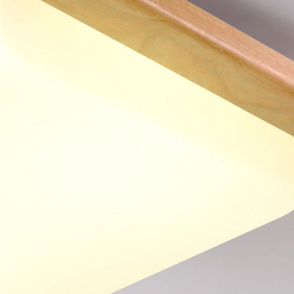 Contemporary Scandinavian Square Wood Acrylic LED Flush Mount Ceiling Light For Bedroom