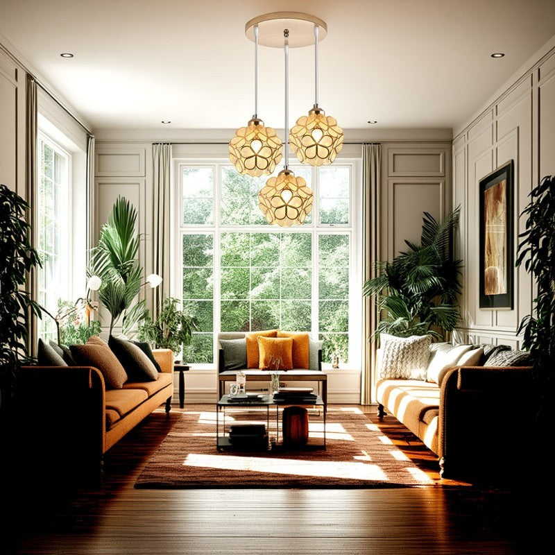 Contemporary Scandinavian Hexagonal Iron 1/3 Light Island Light Chandelier For Dining Room