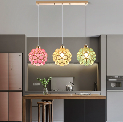 Contemporary Scandinavian Hexagonal Iron 1/3 Light Island Light Chandelier For Dining Room