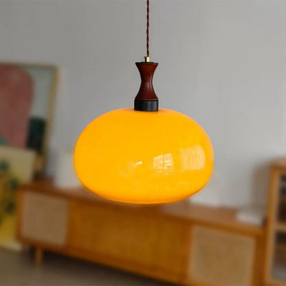 Traditional Japanese Disc Wood Glass 1/2 Light Island Light Chandelier For Dining Room