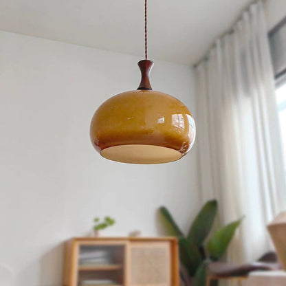 Traditional Japanese Disc Wood Glass 1/2 Light Island Light Chandelier For Dining Room