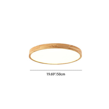 Contemporary Scandinavian Round Solid Wood Acrylic LED Flush Mount Ceiling Light For Study