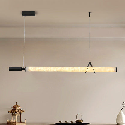 Modern Minimalist Cylindrical Marble Copper LED Island Light Chandelier For Living Room