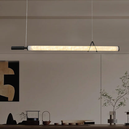Modern Minimalist Cylindrical Marble Copper LED Island Light Chandelier For Living Room