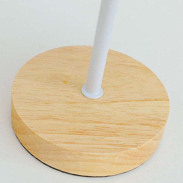 Modern Minimalist Trapezoidal Solid Wood Fabric LED Table Lamp For Bedroom