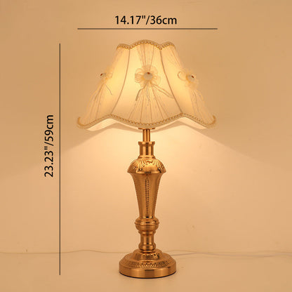 Contemporary Scandinavian Flower Iron Fabric 1-Light Table Lamp For Bedroom
