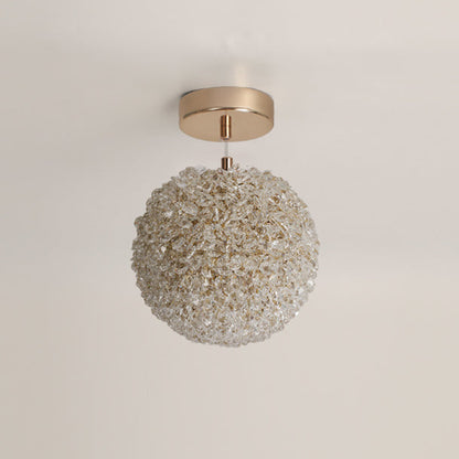 Modern Minimalist Ball Circular Crystal Iron 1-Light Pendant Light For Hallway