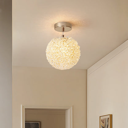 Modern Minimalist Ball Circular Crystal Iron 1-Light Pendant Light For Hallway